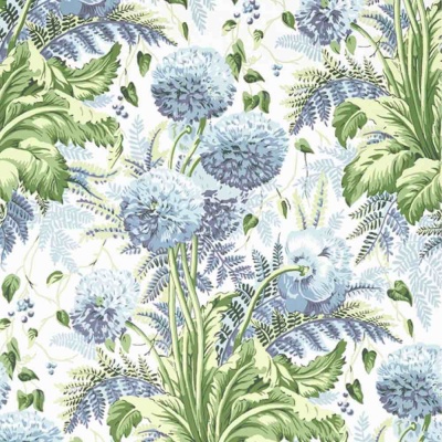 Anna French Dahlia Wallpaper in Sky on White